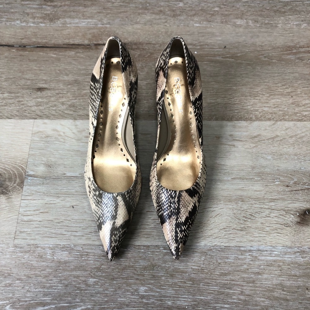 BCBGirls Brown Snakeprint Heels, Size 6.5